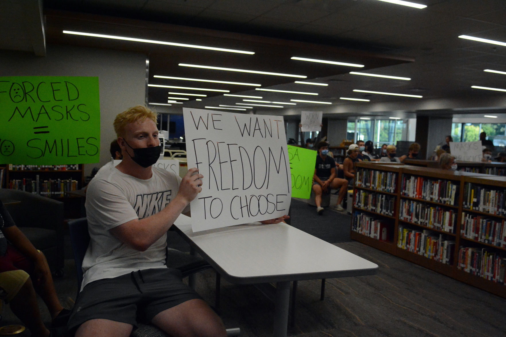 Levi Kline protests mask mandate